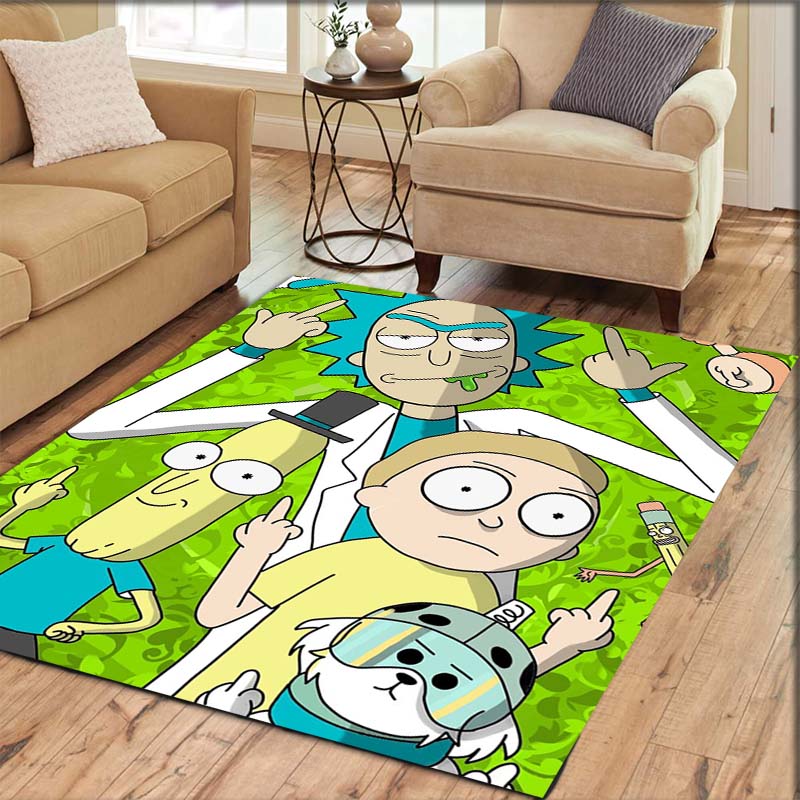 Rick and Morty pattern bedroom, living room, office decorative carpet, family bedroom headboard carpet, door mat, bathroom mat.