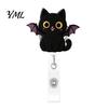 Decorative Badge Holder for Doctors Halloween Black Cat Pumpkin Reel, Retractable with 360 Degree Rotating Clip, Student Id Card Protector Acrylic