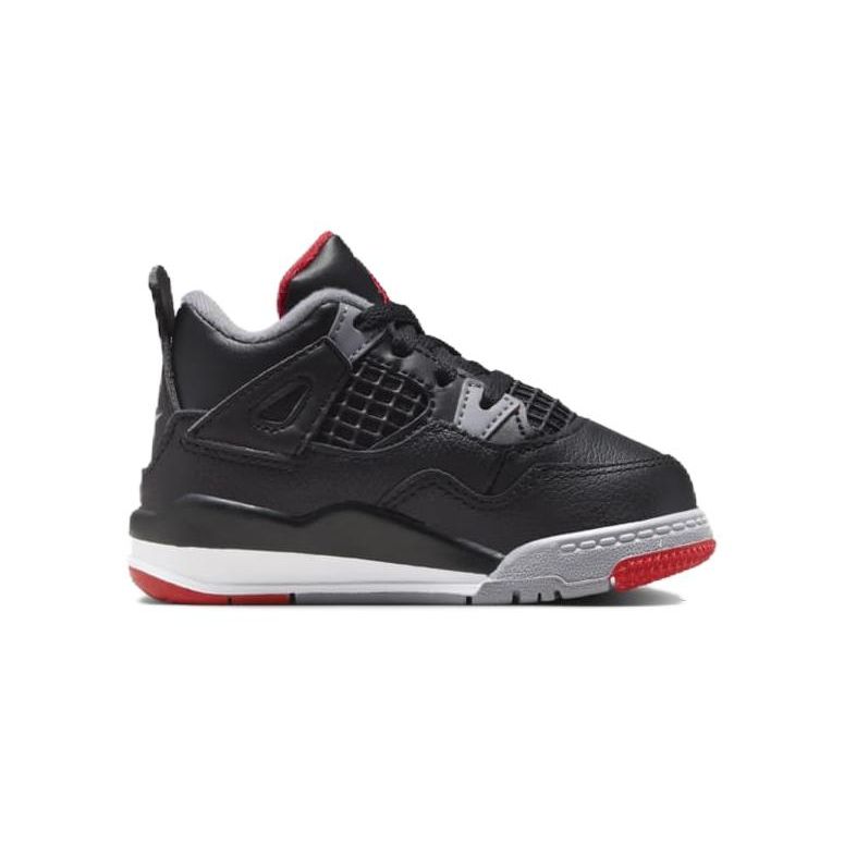 Air Jordan 4 Retro TD Bred Reimagined Baby Sneakers Black Fire-Red Cement-Grey BQ7670-006