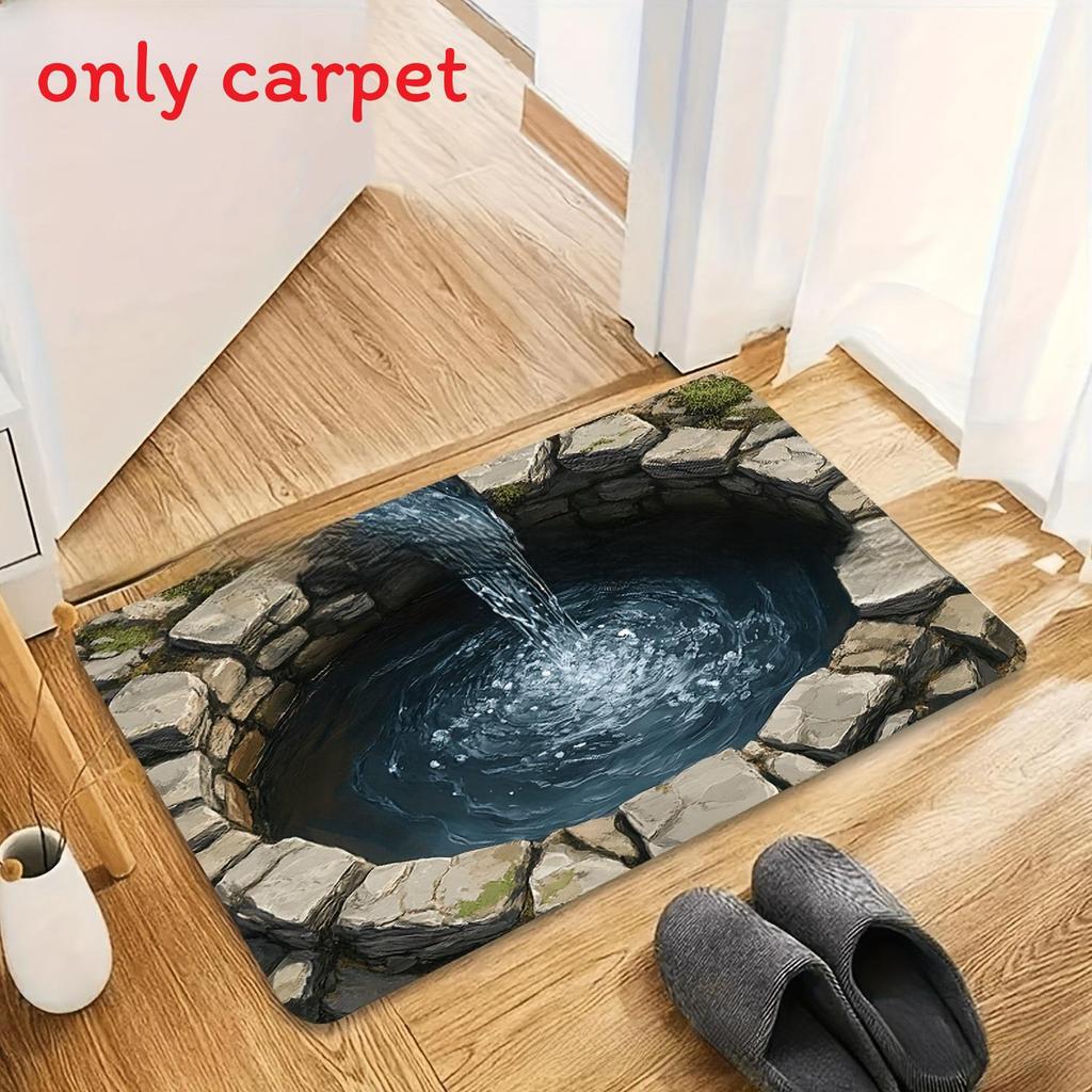 3d Waterfall Optical Illusion Floor Mat With Polyester Material For Home Entrance Use