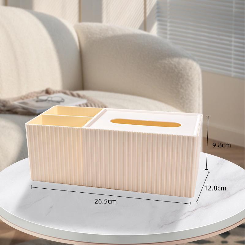 Multifunctional Striped Tissue Storage Box Removable Lid Separate Compartments Nice Housewarming Gift for New Home Owners