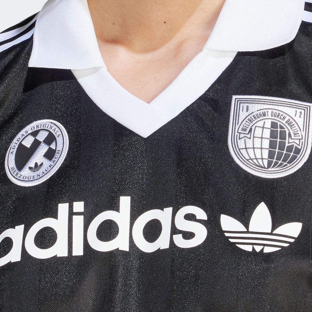 Adidas Originals Trefoil Logo Print V-Neck Long Sleeve T-Shirt Women Tops Black IR9769