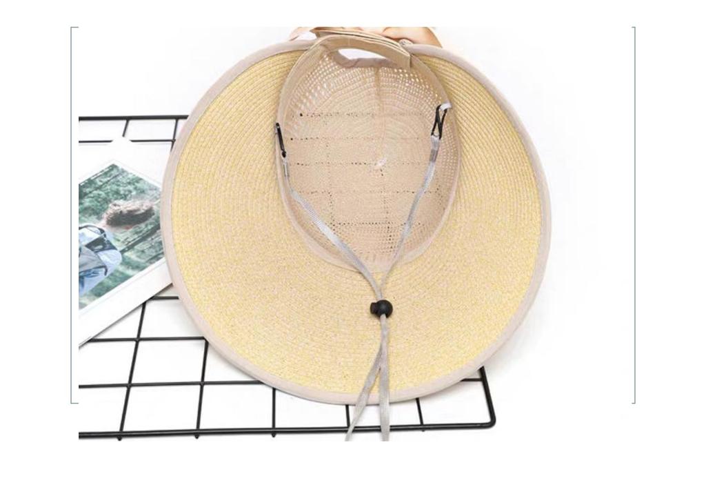 Mori Style Women's Wide Brim Straw Hat with Bow and Satin Ribbon, Sun Protection for Summer Travel and Beach Outings.