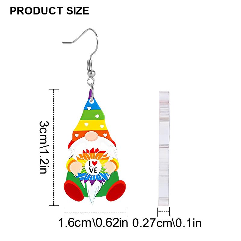 2D Flat Pride Earrings Rainbow Gnomes Acrylic Earrings Fashion Jewelry Elegant Earrings Party Earrings Holiday Gift for Friends Party Favor