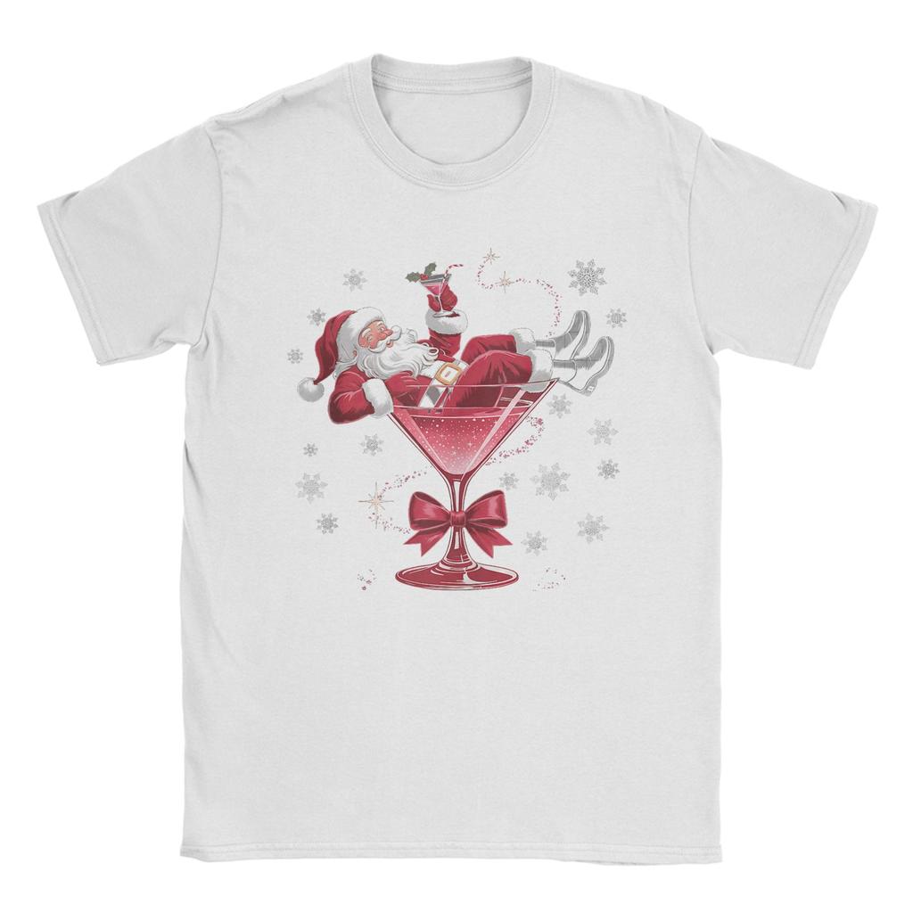 Santa's Hot Mess Christmas Martini Funny Party Cotton T Shirt For Men Summer T-Shirts O Neck Hippie Tees Plus Size Cheap Tops