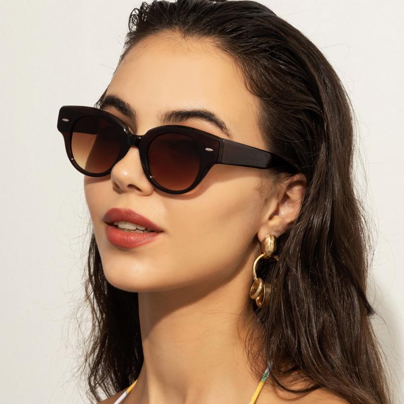 Stylish Cat Eye Female Luxury Sunglasses Vintage Brand Design Male Trending Black Brown Oval Lenses Sun Eyeglasses Shades UV400