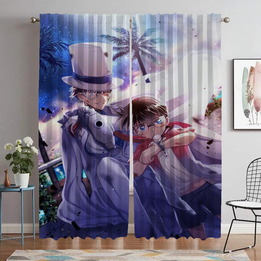 Kaitou Kiddo Kitchen Curtains for Living Room Partition Halloween Decoration Tulle for Bedroom Blackout Curtain Shades Elegant
