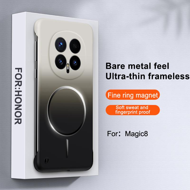 

Slim Frameless Frosted Metallic Paint For Magsafe Phone Case For Honor Magic 8 8Pro 7 6 Pro Wireless Charge Gradient Color Cover Honor Magic6