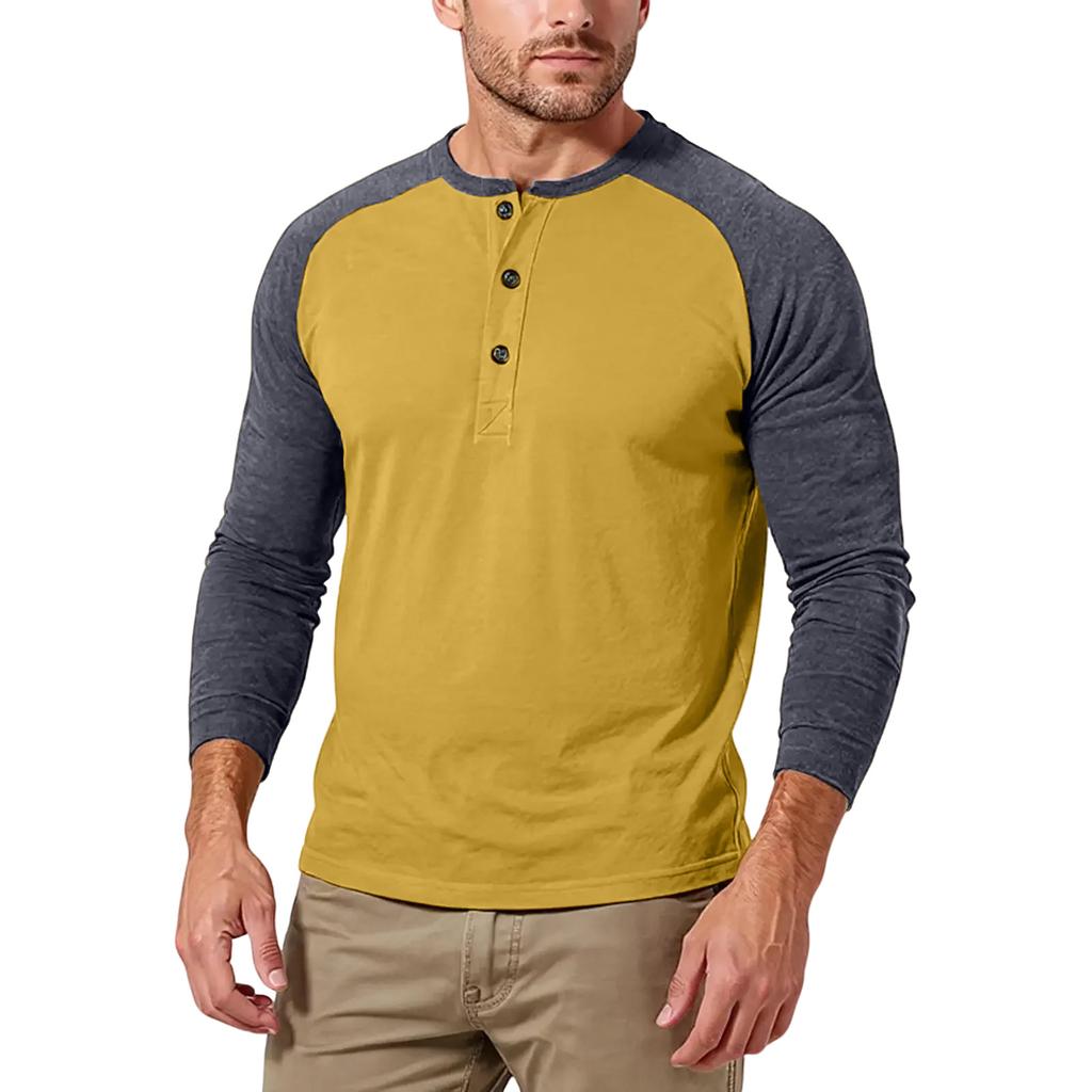 Men's Casual Solid Color Buckle Quick Dry Shoulder  Long Sleeved