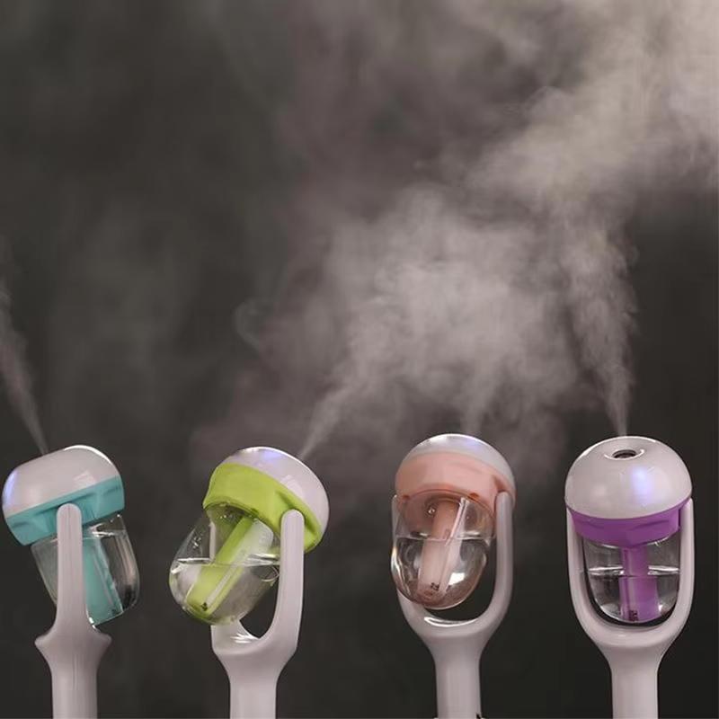 Mini Ultrasonic Air Humidifier with Romantic Soft Light Aroma Diffuser Car Purifier - Portable Humidifier for Bedroom