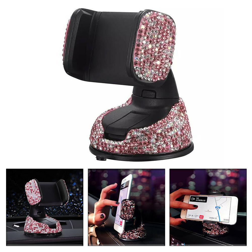 Bling Phone Holder Car Clip Dashboard Girls Mobile