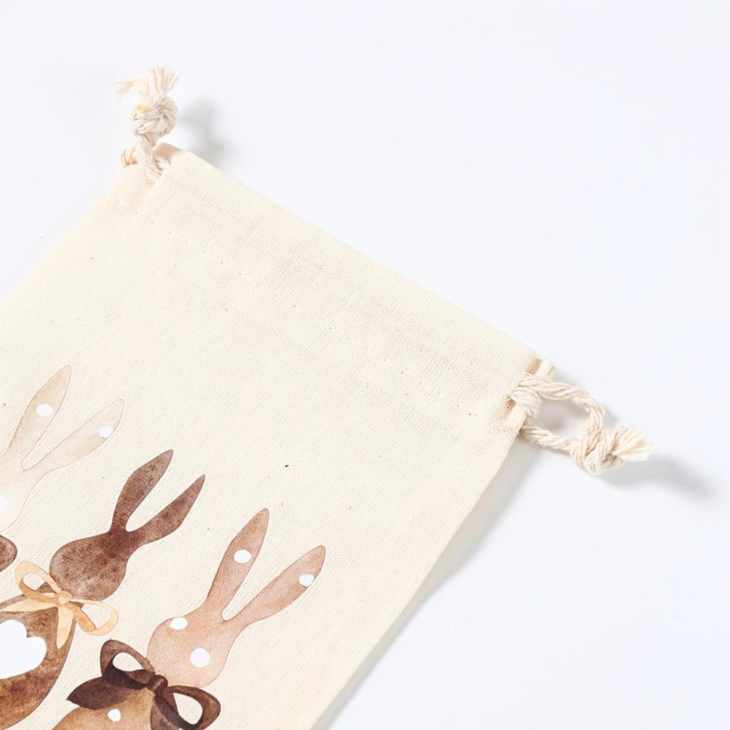 6-teiliger Osterhase Kordelzugbeutel, Geschenkbeutel aus Baumwolle und Leinen