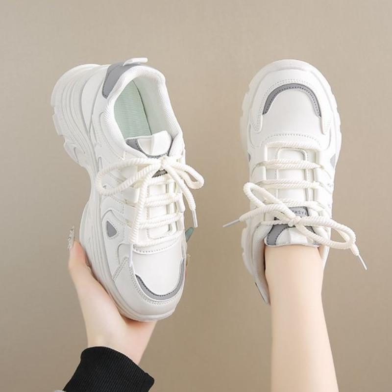 Korean Retro Thick Soled Women's Sports Shoes, Autumn and Winter Thick Soled Height Increasing Student Running Casual Shoes