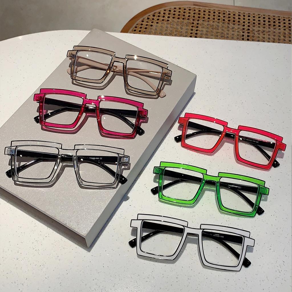 Vintage Square Eyeglasses  New Cute Cartoon Style Blue Light Blocking Spectacles Ins Trendy Optical Computer Eyewear
