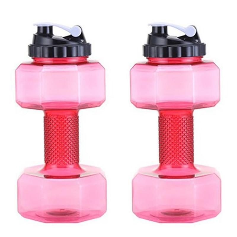 Weight Water Bottle Dumbbell Shaped Water Container with Leak Proof Lid, Dumbbell Water Bottle, Gym Sports Water Bottle красный