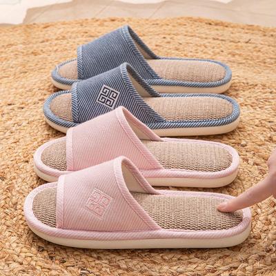 Unisex Japanische Leinen Hausschuhe - Rutschfeste Weiche Sohle, Saugfähiges Indoor Schuhwerk für Alle Jahreszeiten