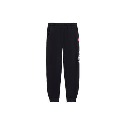 Li Ning Anti-Five Series Letter Print Straight Leg Cuffed Sports Pants Women Pants Black AKLS364-2