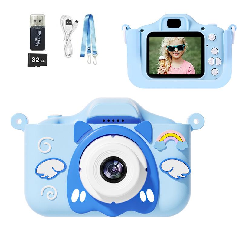 Çocuk Mini Kamera Karikatür Kedi Oyuncakları Kız Erkek Doğum Günü Hediyeleri 1080P HD 2 İnç Ekran Silikon Kılıflı Hayatı Kaydetme Kamerası