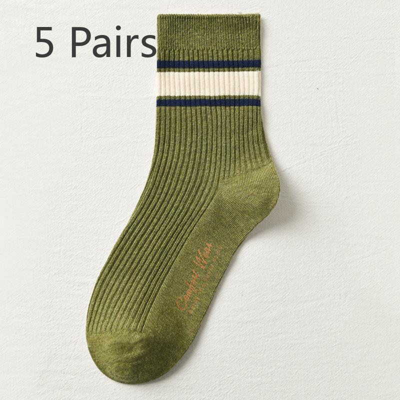

5 пар мужских носков из хлопка на осень и зиму, новый стиль, не могу себе позволить 5 Pairs темно-зеленого