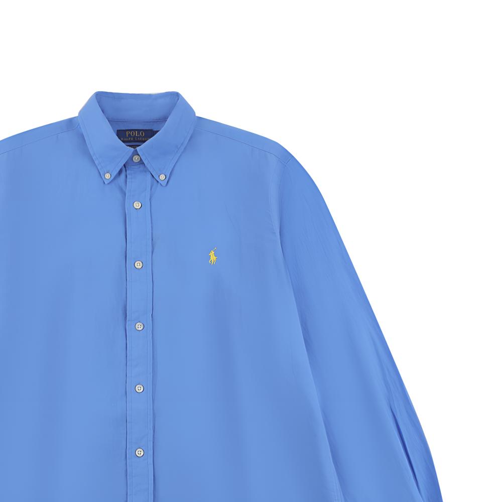 Polo Ralph Lauren Ss25 Pony Logo Embroidered Cotton Linen Blend Long Sleeve Shirt Men Shirts Quality-Blue 710975540-002