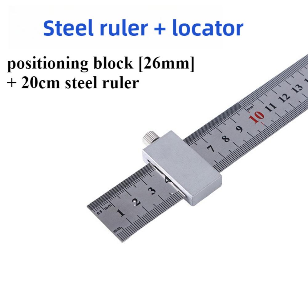 Stainless Steel Ruler Positioning Block 15/20/30/40cm Steel Ruler Scribing Limiter for Woodworking