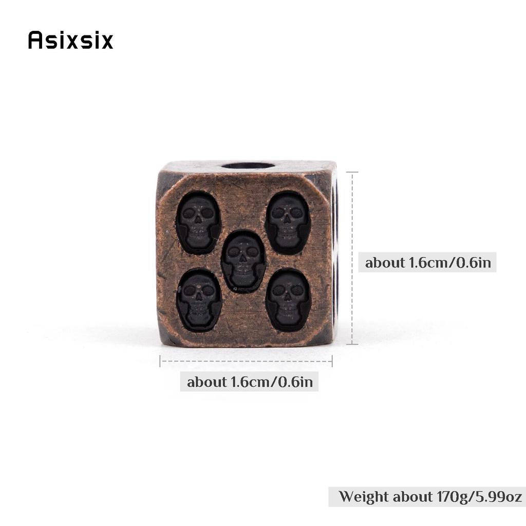 6 Stuks Koperen Schedel Metalen Dobbelstenen Massief Metaal Polyhedrale Dobbelstenen Set Geschikt voor Role-Playing RPG Bordspel Kaartspel