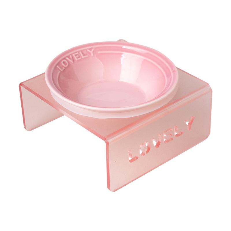 Cat Food Tray Nordic Style Ceramic Bowl Available in Multiple Colors Pet Bowl Water Bowl Cat and Dog Food Bowl Acrylic Stand