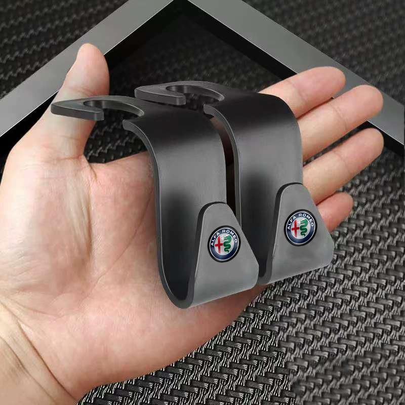 For Alfa Romeo 4C 159 166 Spider Giulia Giulietta 156 Tonale Mito Stelvio GT Keychain 2Pcs Car Seat Back Hooks Auto Accessories BX2