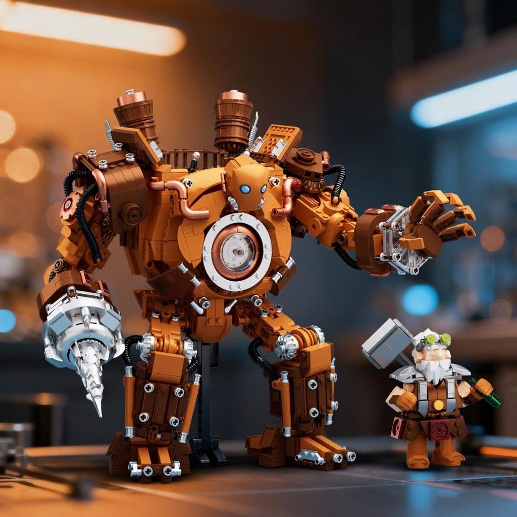 Building Blocks Steam Battle Robot Mecha Assembly Model Display Anime Character Toy Decorations Holiday Gifts Collectibles