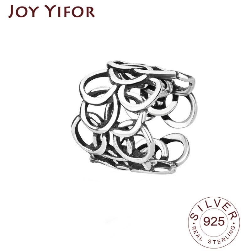 Xiaomi BFCLUB Silver Color New Simple Vintage Circle Rings Retro Distressed Opening Handmade Ring Fashion Fine Jewelry
