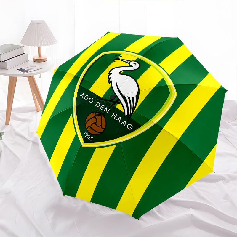 Stork, Football Automatic Folding Umbrella 8 Ribs, Durable Iron Frame, Bright Color Pattern Compact Travel Umbrella, Suitable for Outdoor,