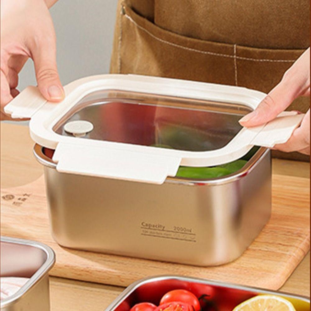 Portable Stainless Steel Crisper Leakproof Sealed Food Box Food Preservation Box  Picnic