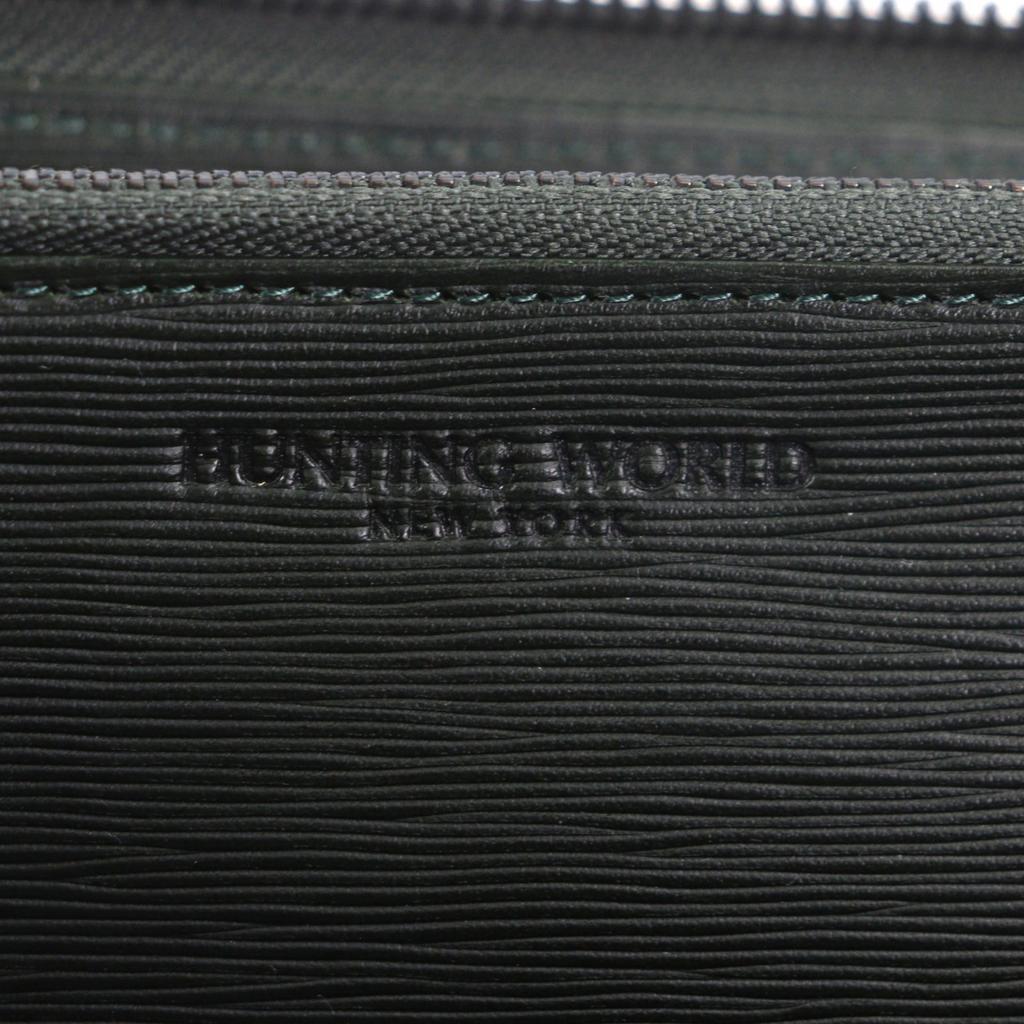 Excellent HUNTING WORLD Purse Stream Onbra L-Zip LongWallet Green Leather 270STO Used