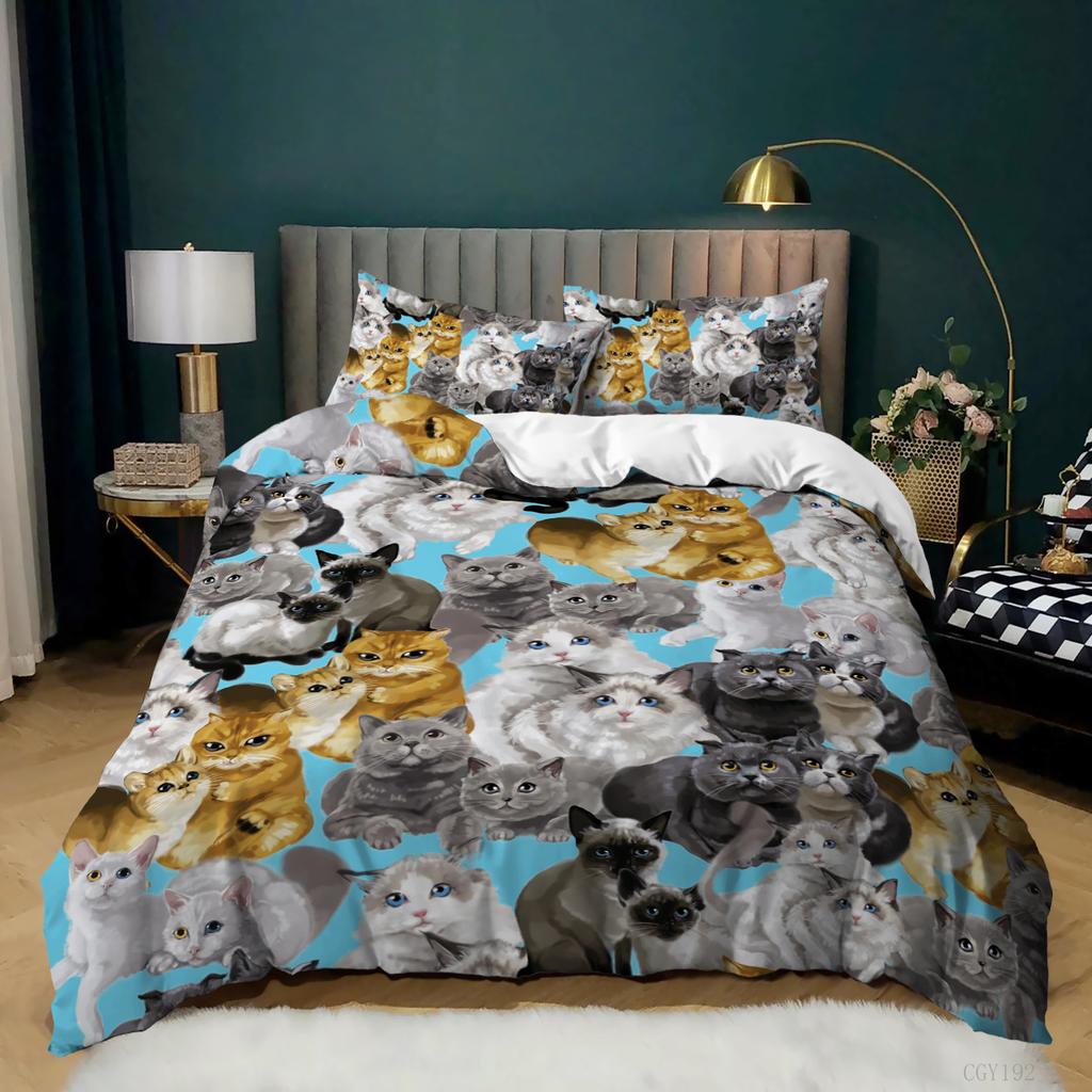 3D Cartoon Animal Bedding Set Microfiber Duvet Cover 2/3 Pieces DE135 * 200 Children's Room Soft and Easy To Clean Household Decoration