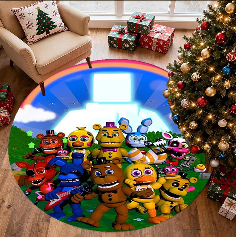 Five Nights at Freddy's Pattern Round Rug, Indoor/Outdoor Mat, for Picnic, Gameroom, Bedroom, Office, Living Room, Home Decor Carpet, Birthday Gift