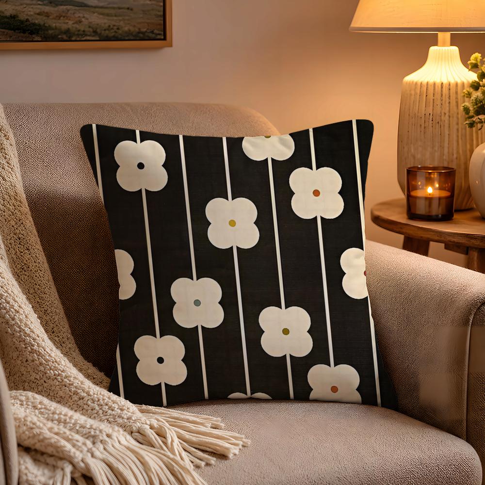 Fashion Art OOrla Kiely Flower Pillow Case Soft Plush Cushion Cover Double Print and Invisible Zipper for Sofa Home Car Use