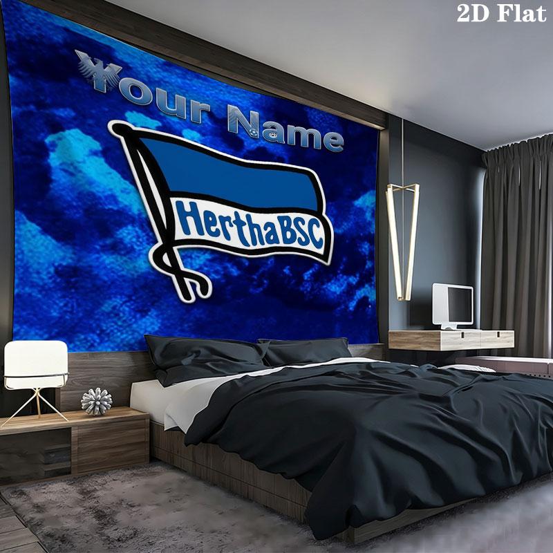 Hertha BSC Custom Name Wall Tapestry Aesthetic Wall Hanging Printed Fabric Blanket Decorative Tapestries for Bedroom Living Room Home Decor