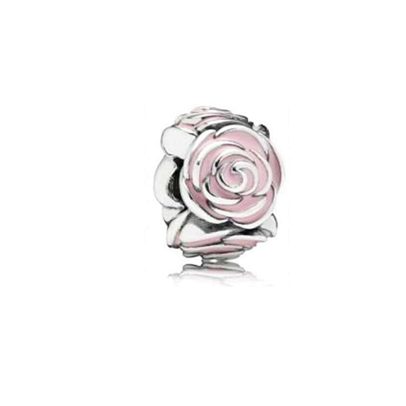 Pink Butterfly Cherry Blossom Flower Caterpillar Charm Enamel Bead fit Original Silver Bracelet Jewelry Accessories for Women