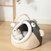 Pet Bed House Semi-closed Cave Tent for Small Animals Removable Cushion Pad