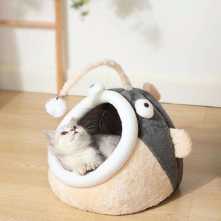 Pet Bed House Semi-closed Cave Tent for Small Animals Removable Cushion Pad