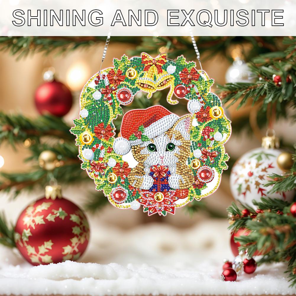 

4pcs Xmas Theme 2D/Flat DIY Diamond Painting Set Rhinestone Diamond Art Window Pendants Single Sided Drill Wall Door Decoration China Mainland
