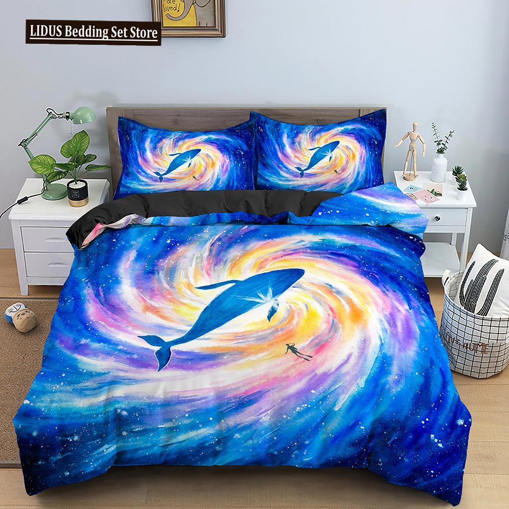 Dolphin Duvet Cover Set 2/3Pcs Marine Life Pillow Case Bedding Sets King Twin Full Queen Size Polyester Quilt Cover For Teens