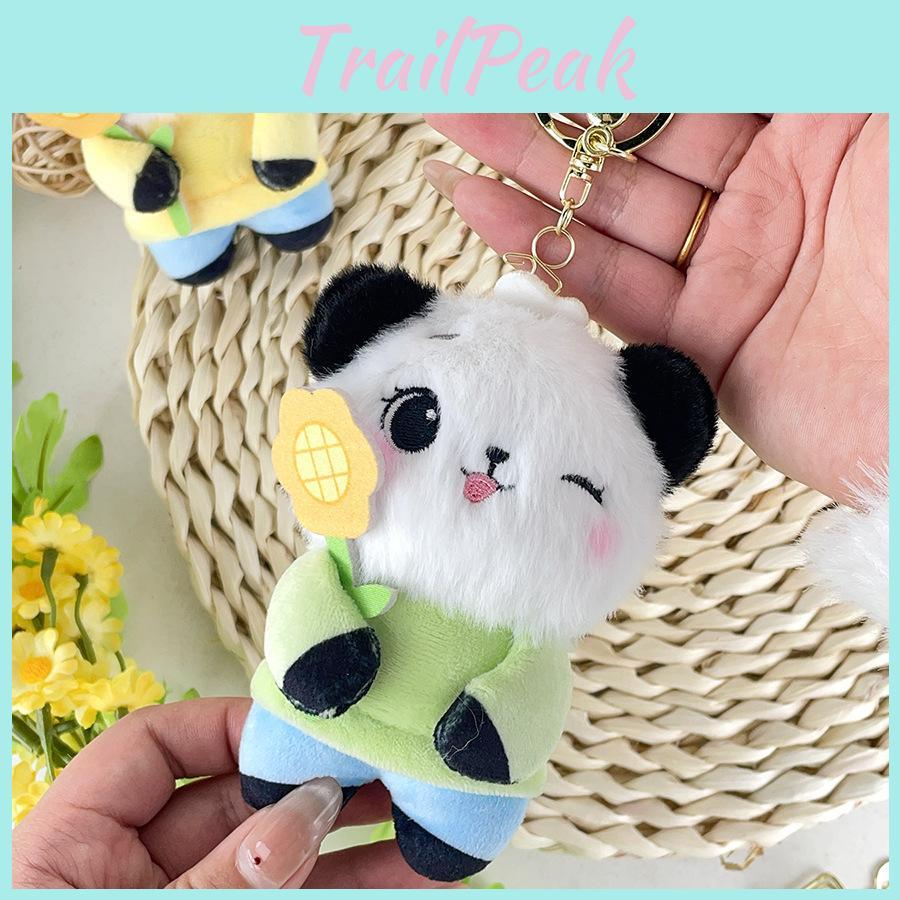Plush Panda Sunflower Toys Bag Hanging Accessories Keychain Pendant Souvenir