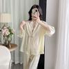 Women's Summer Ice Silk Camisole & Long Pants 3-Piece Set with Chest Pads - Light Luxury Homewear