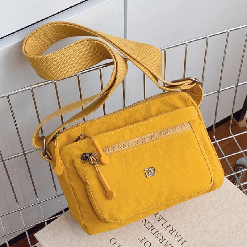 Lightweight multi-layer simple messenger bag women's new versatile commuter shoulder bag nylon casual hand carry small square bag