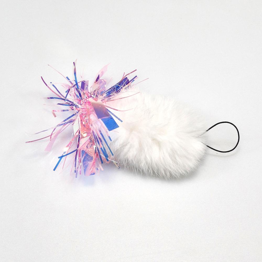 Plush Ball Cat Toy Tassel Rabbit Fur Cat Teaser Stick Changing Heads Pet Toys For Kitten