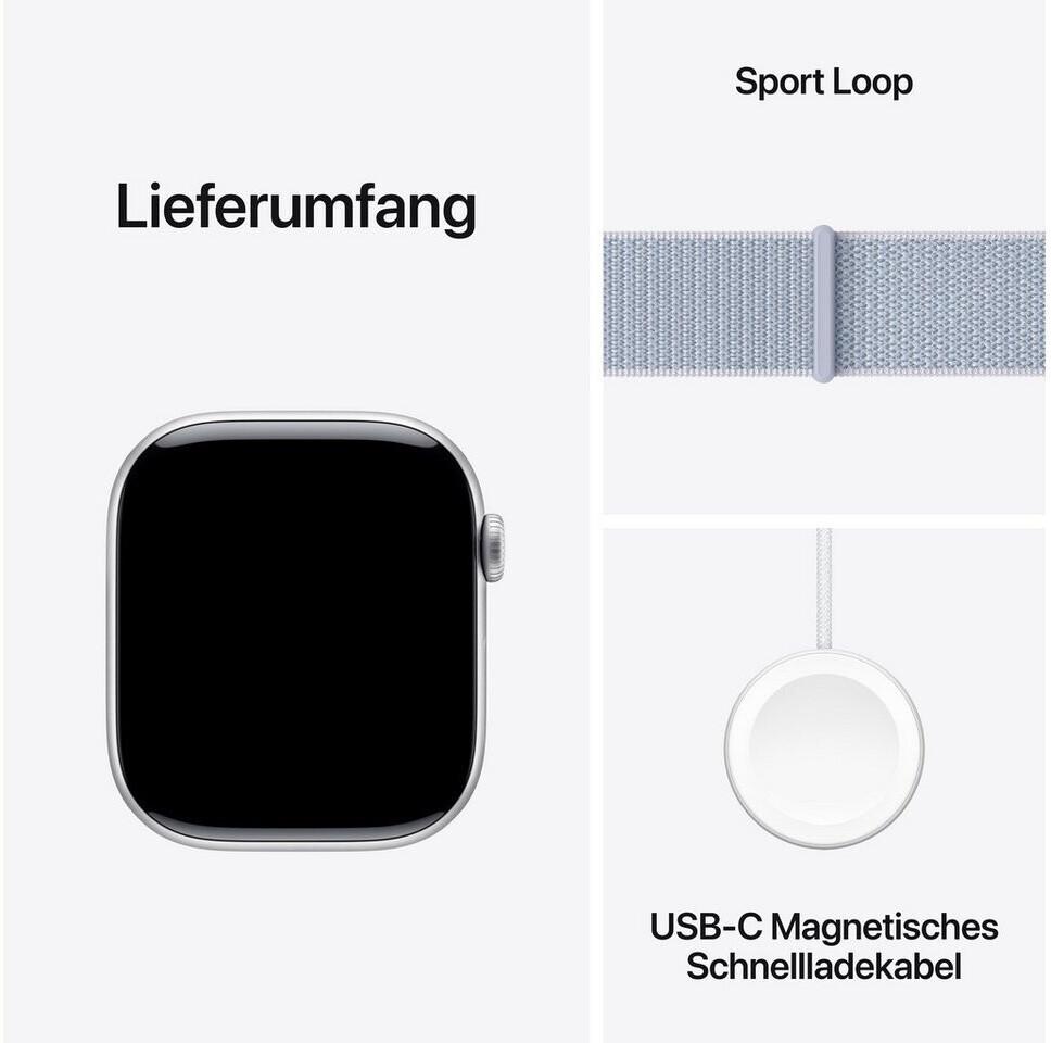 Apple Watch Series 10 GPS 46mm Aluminium Silber Sport Loop Blaue Wolke