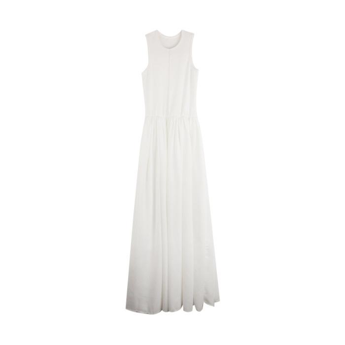

French white new retro dress women s summer design sense niche long dress waist thin skirt One size fits all (80-120) белый