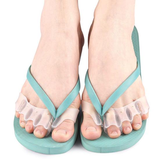 1 Pair 5 Hole Toe Separator, Thickened Elastic Forefoot Cushion Pad for Overlapping Toes, Breathable Bunion Corrector for Women