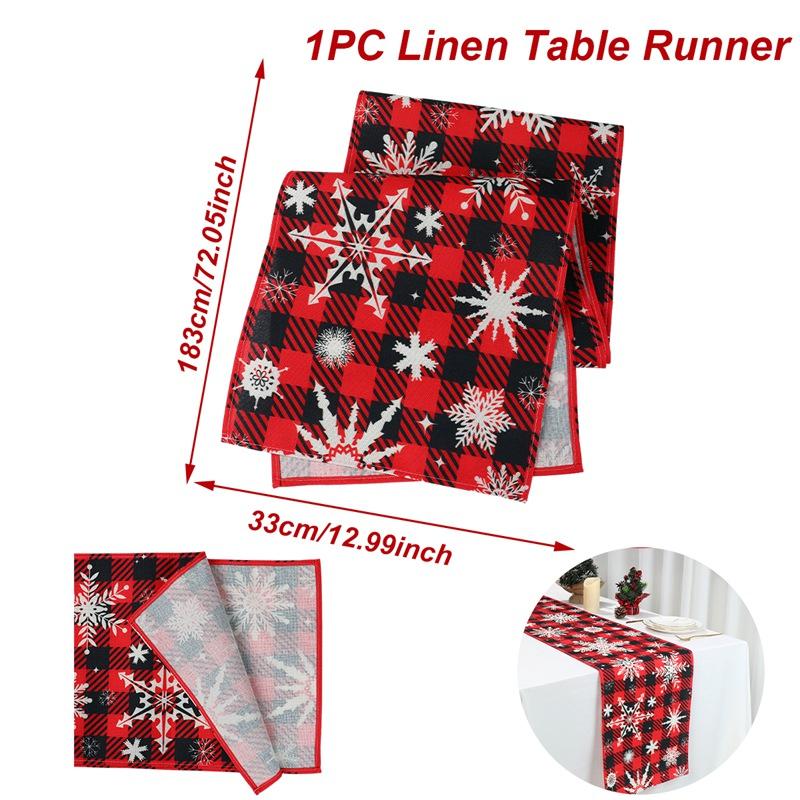 Christmas Linen Table Runner Merry Cristmas Decoration for Home 2024 Xmas Party Decor Ornament Navidad Natal Happy New Year 2025